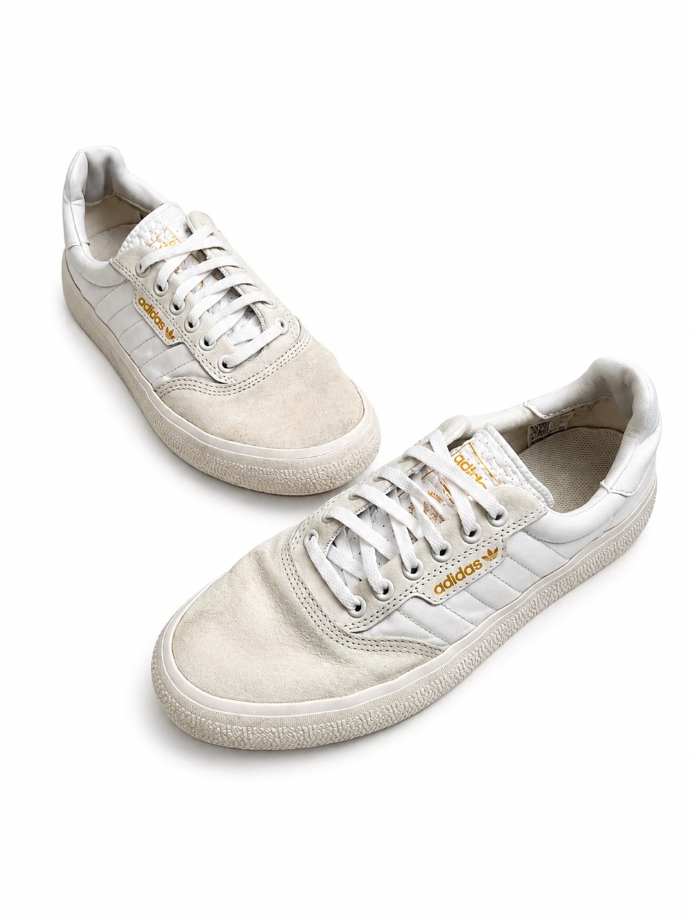 Adidas 3MC Mens Low-Top Skater Leather Canvas Sneakers 9.5 White Athletic Shoes